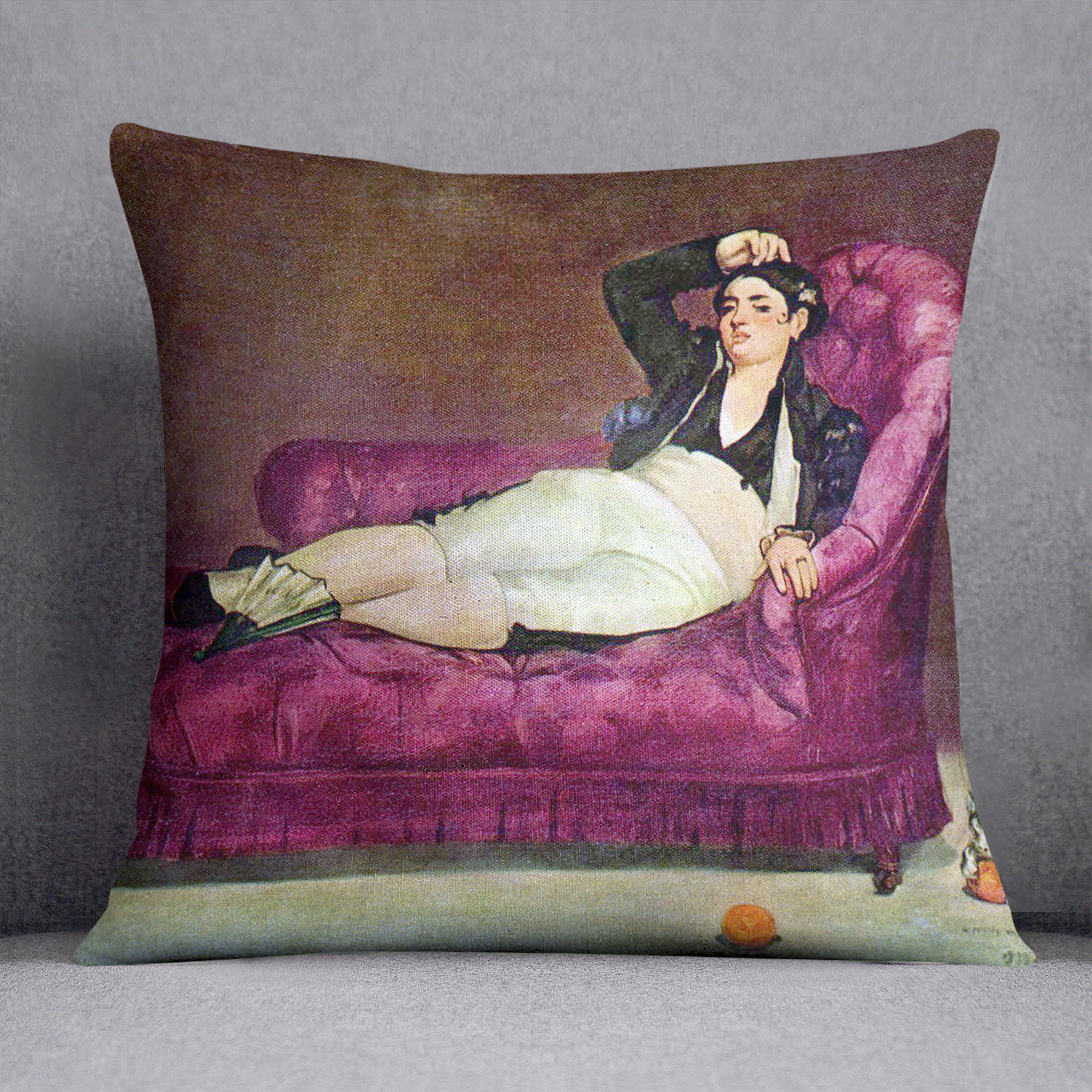 Young woman in Spanish dress by Manet Cushion