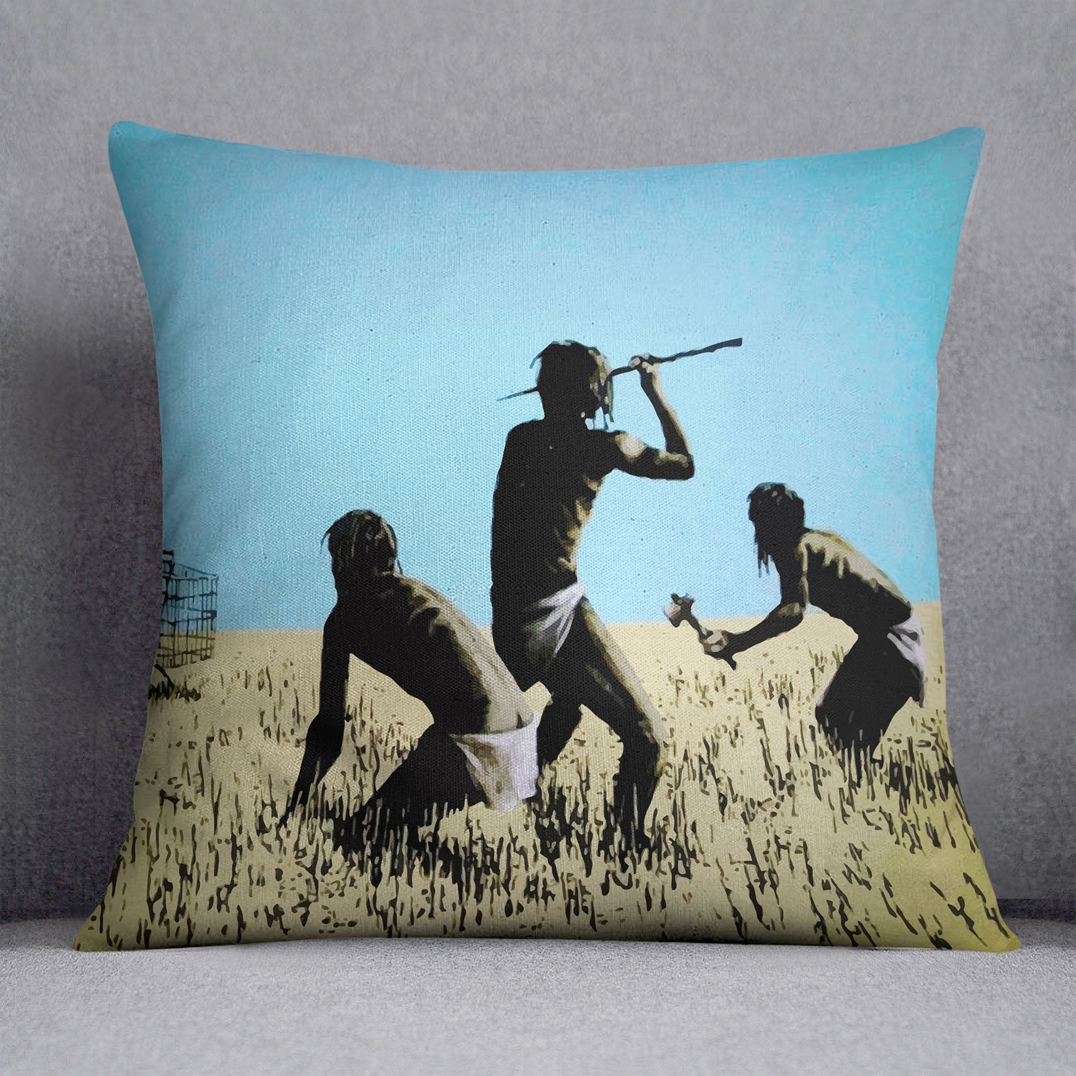 Banksy Aborigine Hunters Cushion