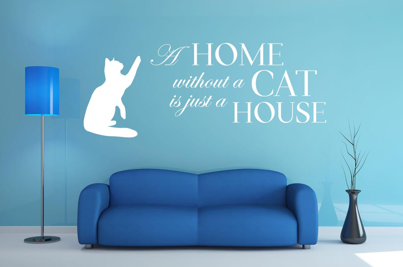 A Home Without A Cat Wall Sticker - Canvas Art Rocks - 1