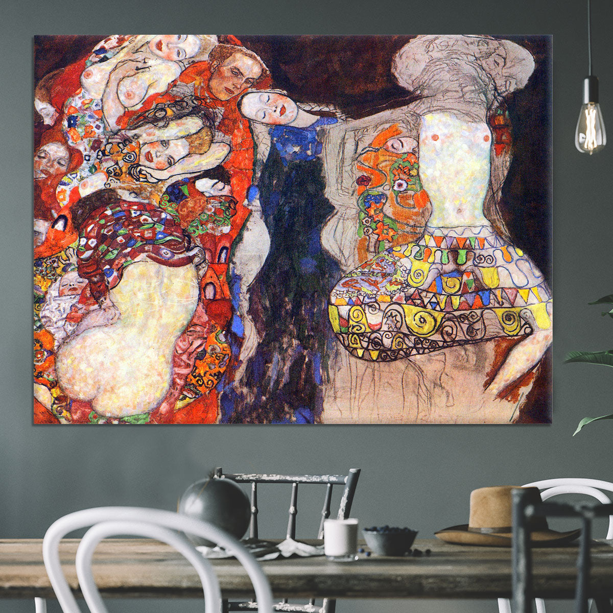 adorn the bride with veil and wreath by Klimt Canvas Print or Poster - Canvas Art Rocks - 3