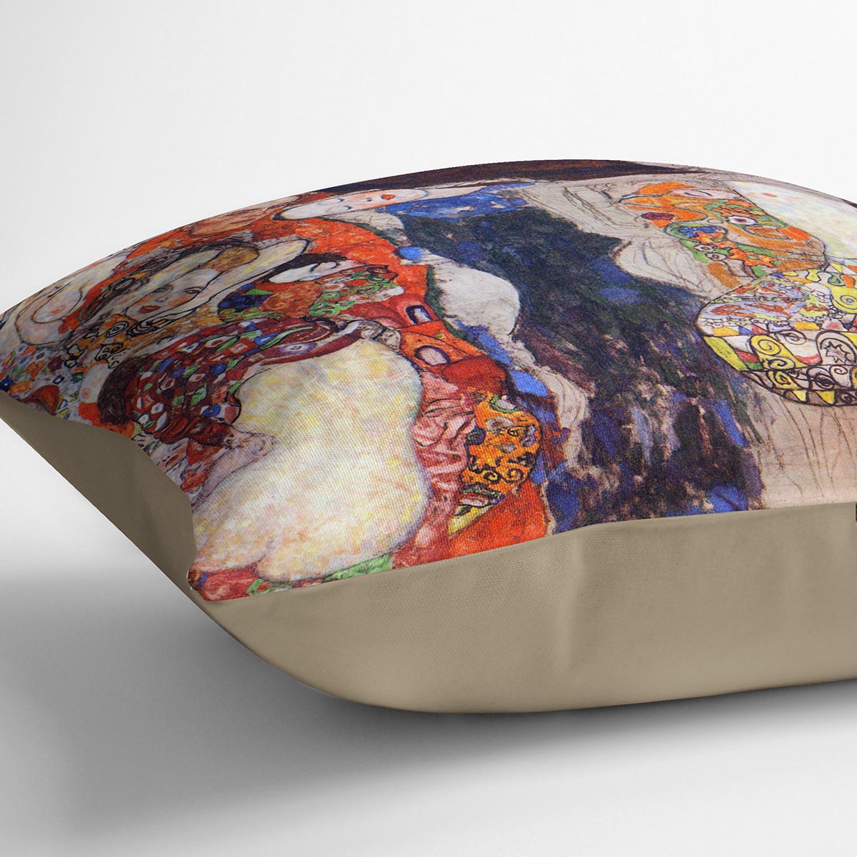 adorn the bride with veil and wreath by Klimt Cushion