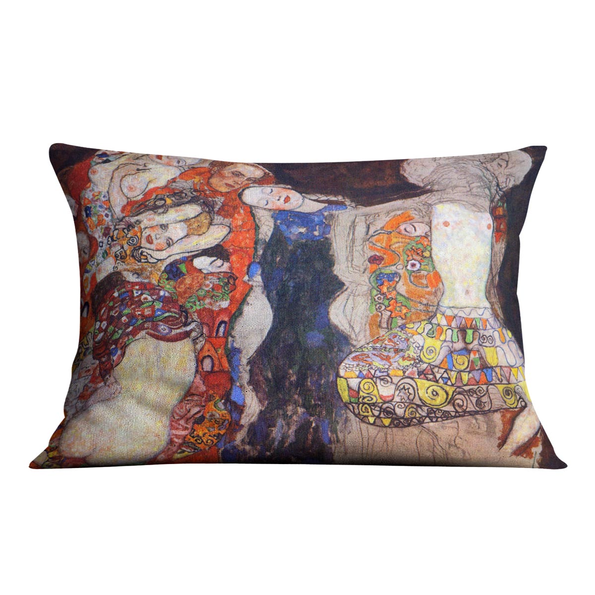 adorn the bride with veil and wreath by Klimt Cushion