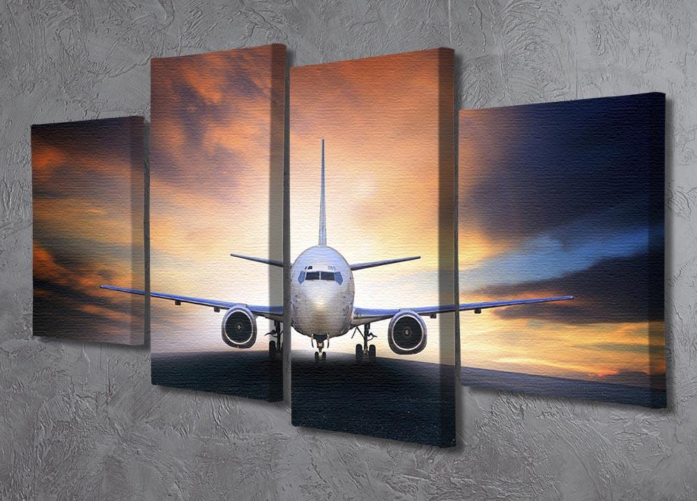 air plane preparing to take off 4 Split Panel Canvas  - Canvas Art Rocks - 2