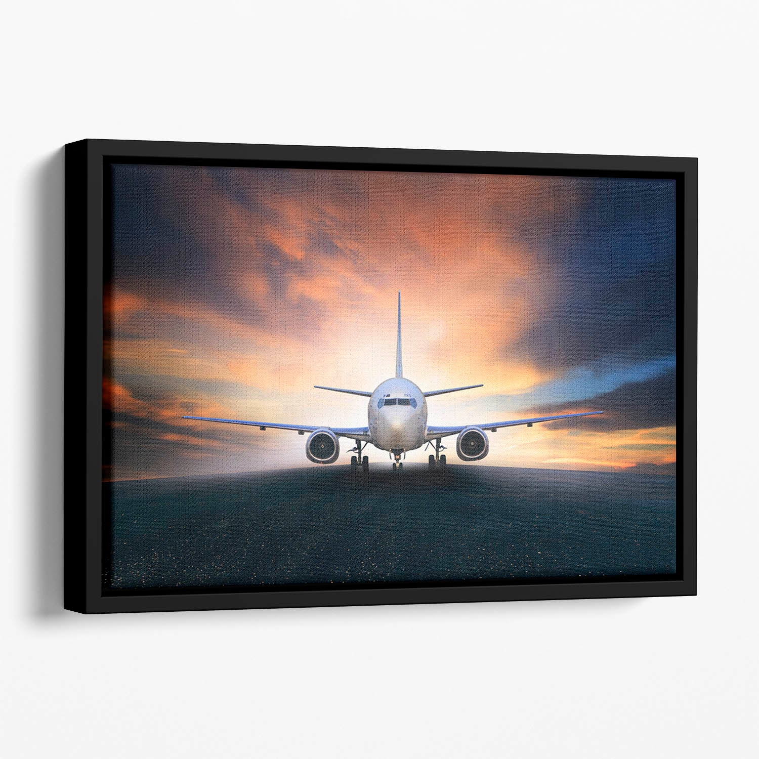 air plane preparing to take off Floating Framed Canvas