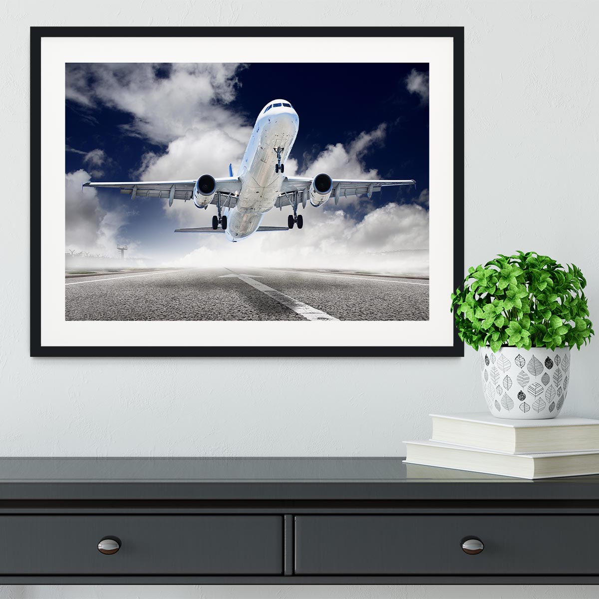airplane take-off Framed Print - Canvas Art Rocks - 1