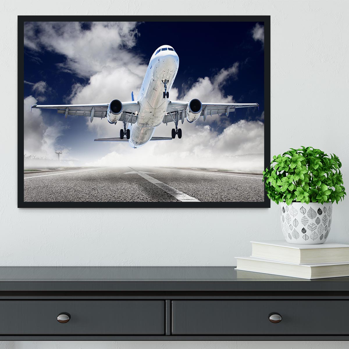 airplane take-off Framed Print - Canvas Art Rocks - 2