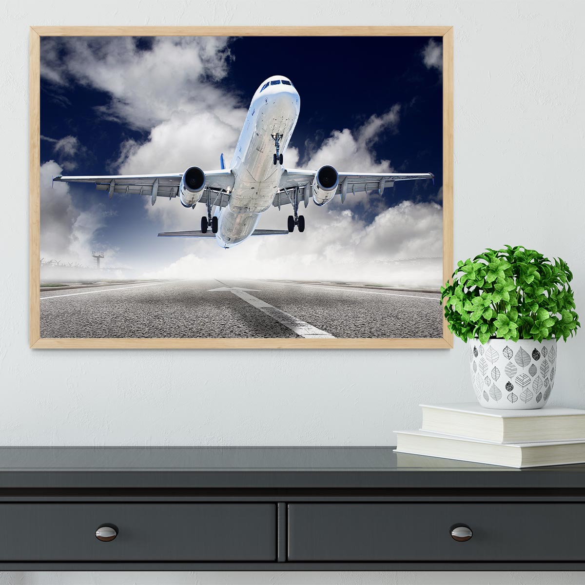 airplane take-off Framed Print - Canvas Art Rocks - 4