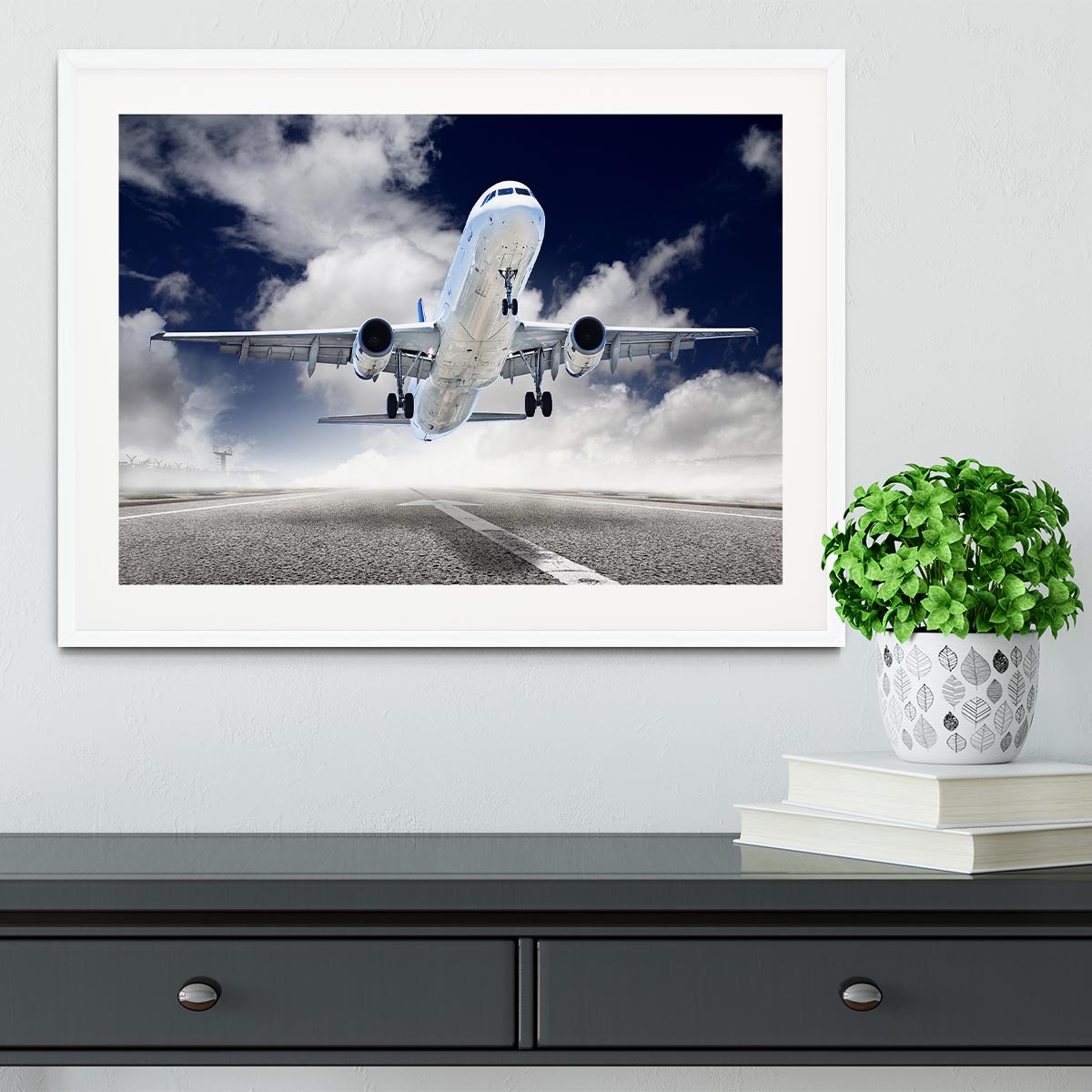 airplane take-off Framed Print - Canvas Art Rocks - 5