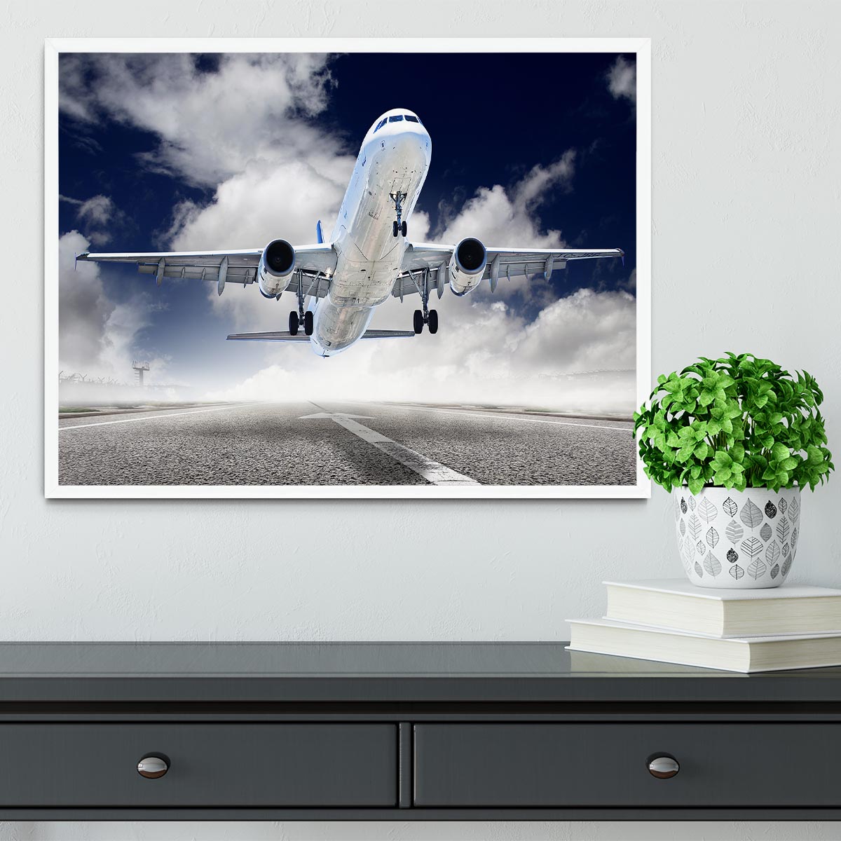 airplane take-off Framed Print - Canvas Art Rocks -6