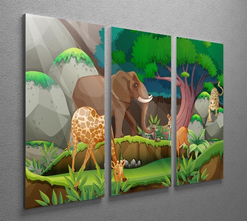 animals in the jungle 3 Split Panel Canvas Print - Canvas Art Rocks - 2