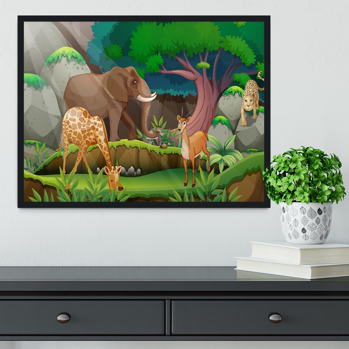 animals in the jungle Framed Print - Canvas Art Rocks - 2