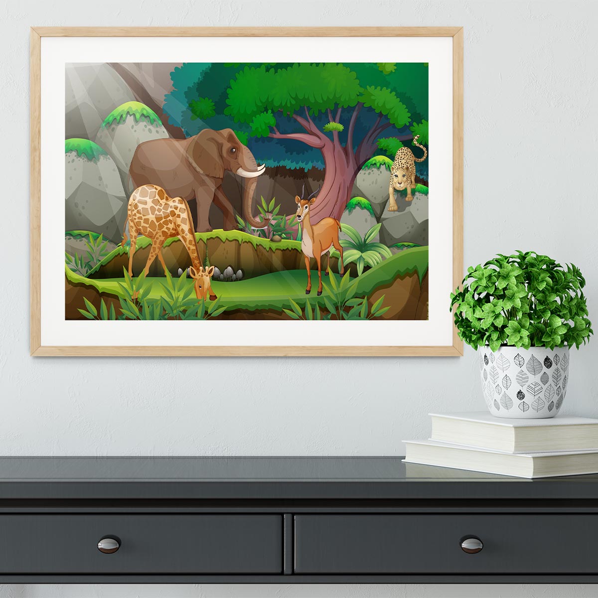 animals in the jungle Framed Print - Canvas Art Rocks - 3