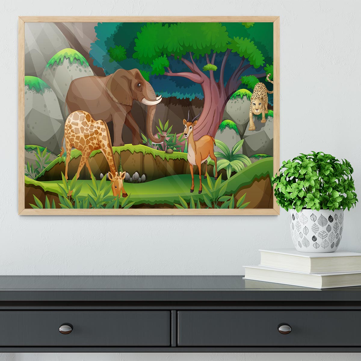 animals in the jungle Framed Print - Canvas Art Rocks - 4