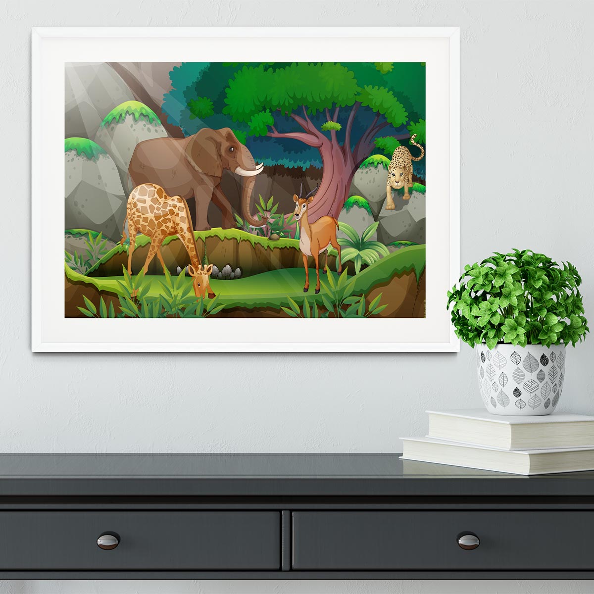 animals in the jungle Framed Print - Canvas Art Rocks - 5