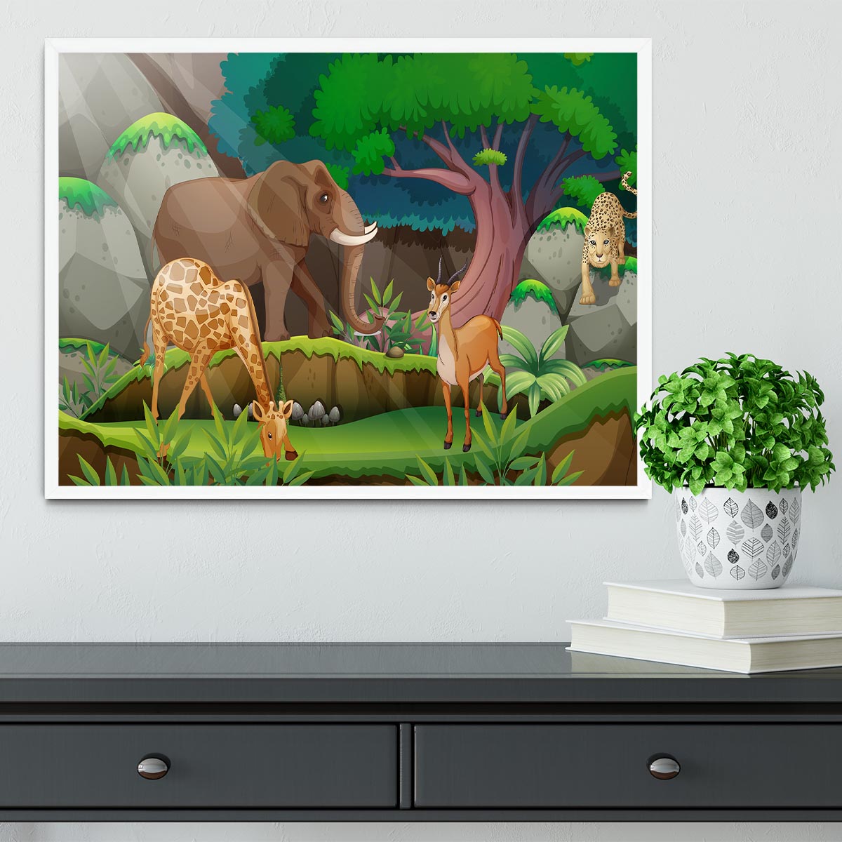 animals in the jungle Framed Print - Canvas Art Rocks -6