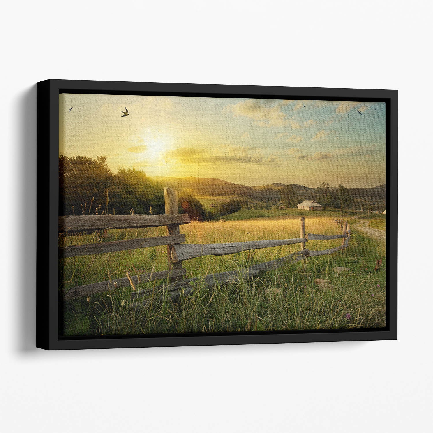 art rural landscape Floating Framed Canvas