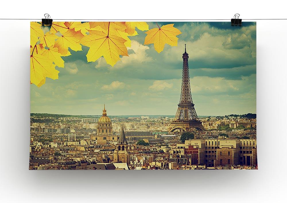 autumn leaves in Paris and Eiffel tower Canvas Print or Poster - Canvas Art Rocks - 2