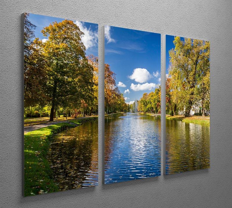 autumn park on the river 3 Split Panel Canvas Print - Canvas Art Rocks - 2