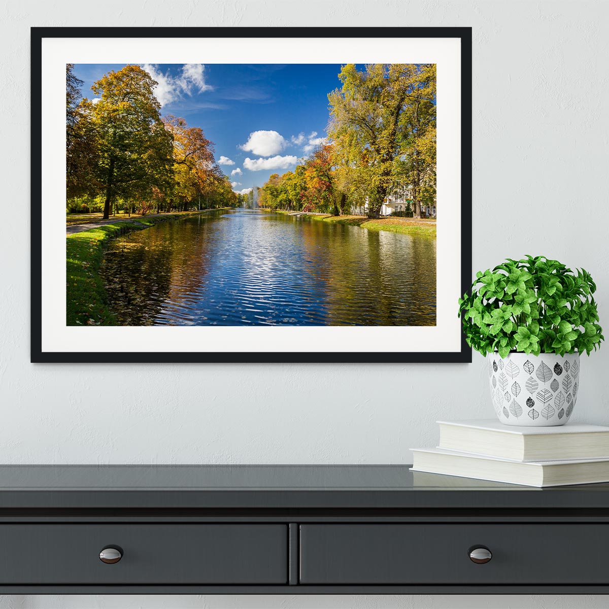 autumn park on the river Framed Print - Canvas Art Rocks - 1