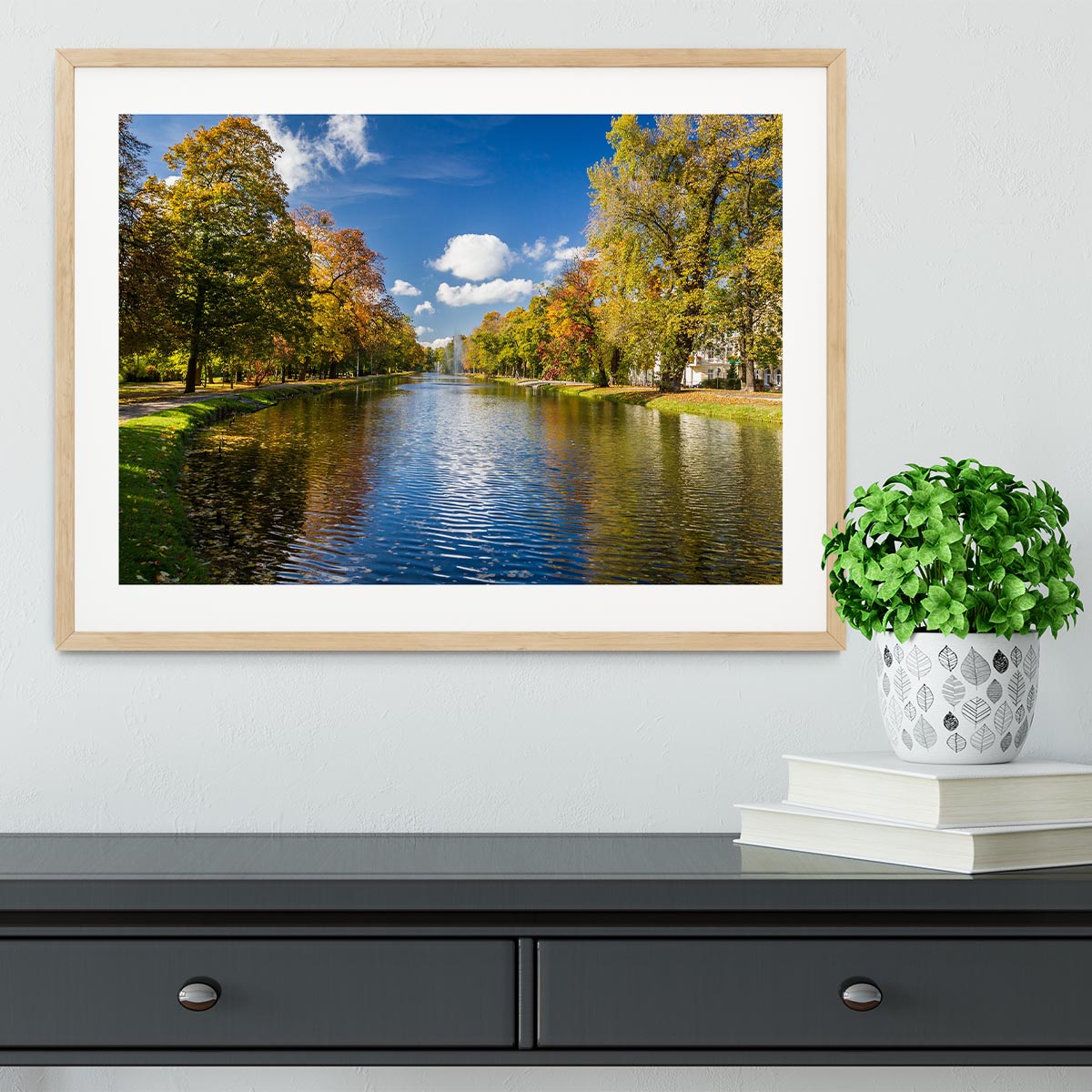 autumn park on the river Framed Print - Canvas Art Rocks - 3