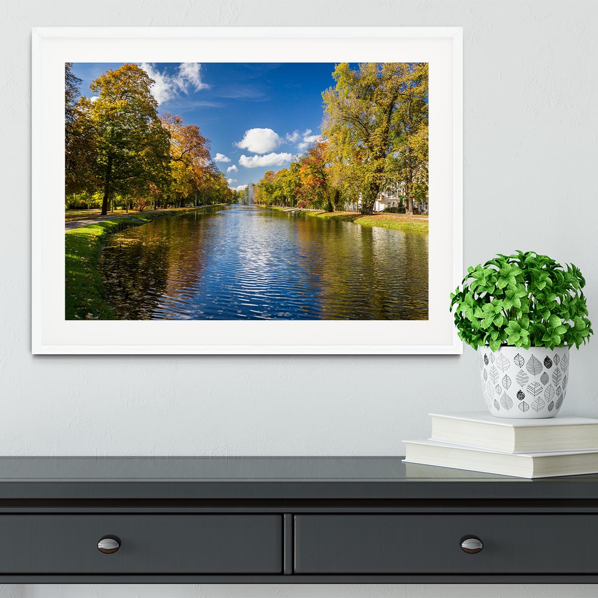 autumn park on the river Framed Print - Canvas Art Rocks - 5