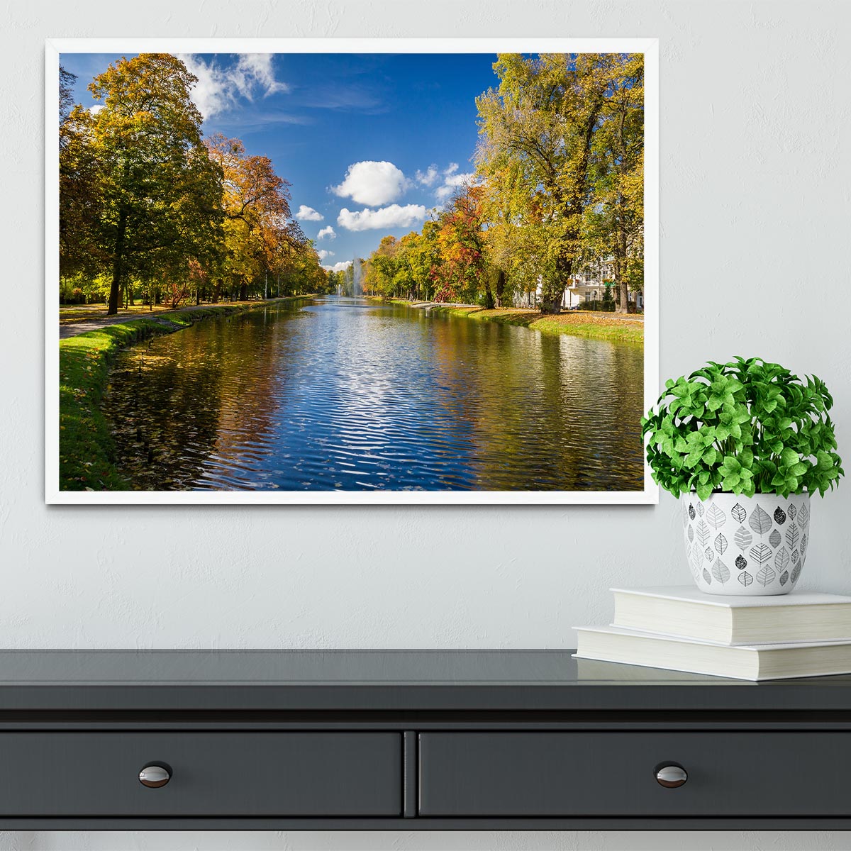 autumn park on the river Framed Print - Canvas Art Rocks -6