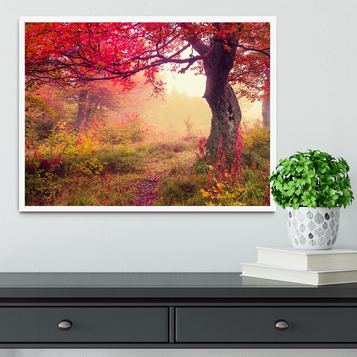 autumn trees in forest Framed Print - Canvas Art Rocks -6