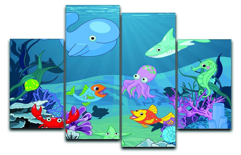 background of an underwater life 4 Split Panel Canvas - Canvas Art Rocks - 1