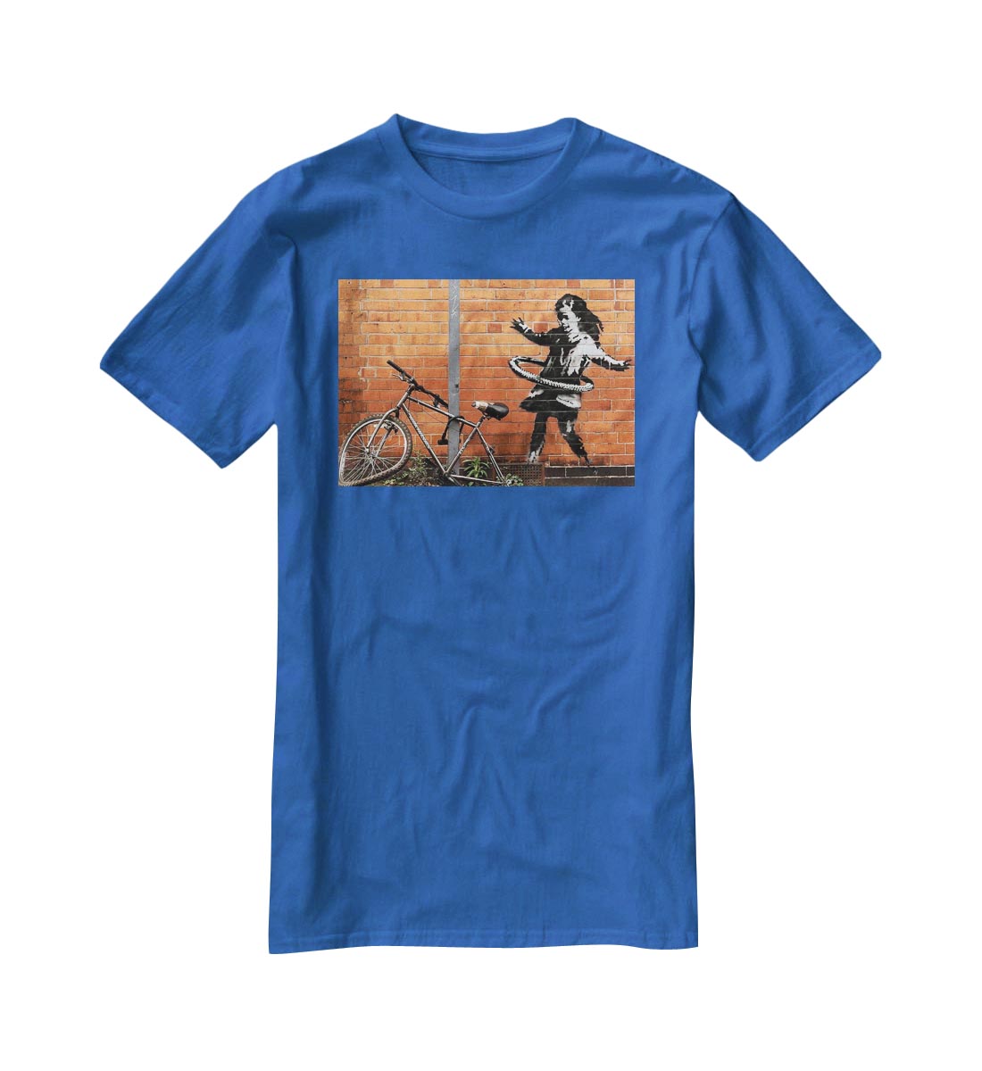 banksy Hula Hoop Girl T-Shirt - Canvas Art Rocks - 2