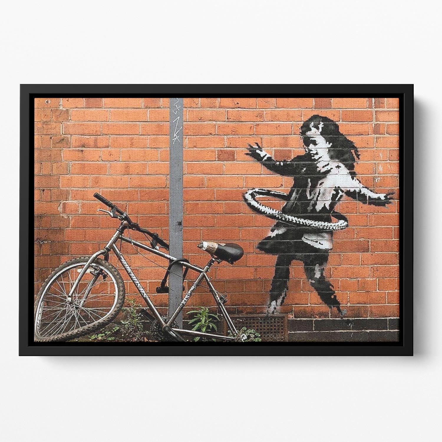 banksy Hula Hoop Girl Floating Framed Canvas - Canvas Art Rocks - 2