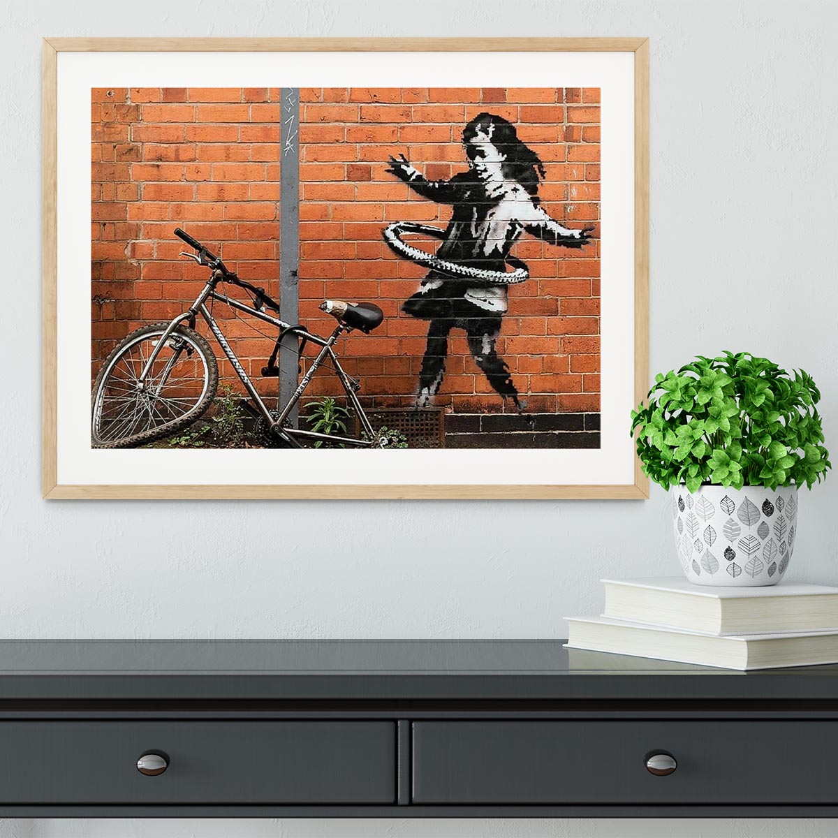 banksy Hula Hoop Girl Framed Print - Canvas Art Rocks - 3