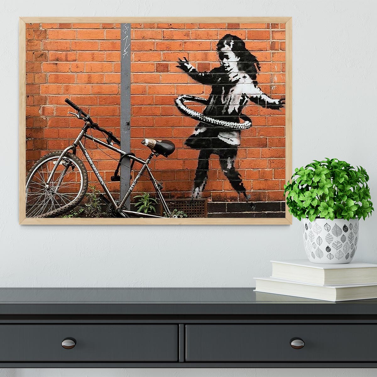 banksy Hula Hoop Girl Framed Print - Canvas Art Rocks - 4