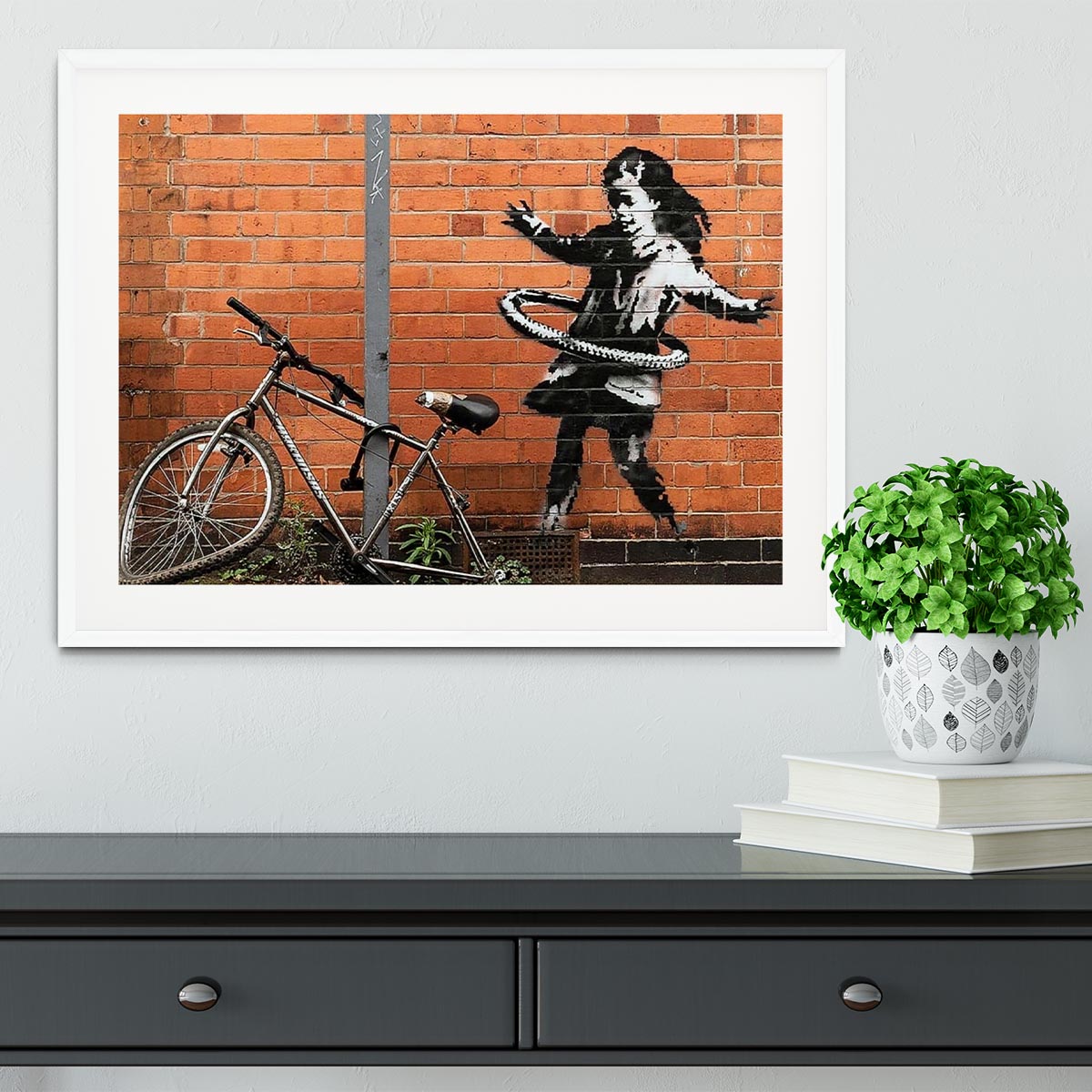 banksy Hula Hoop Girl Framed Print - Canvas Art Rocks - 5