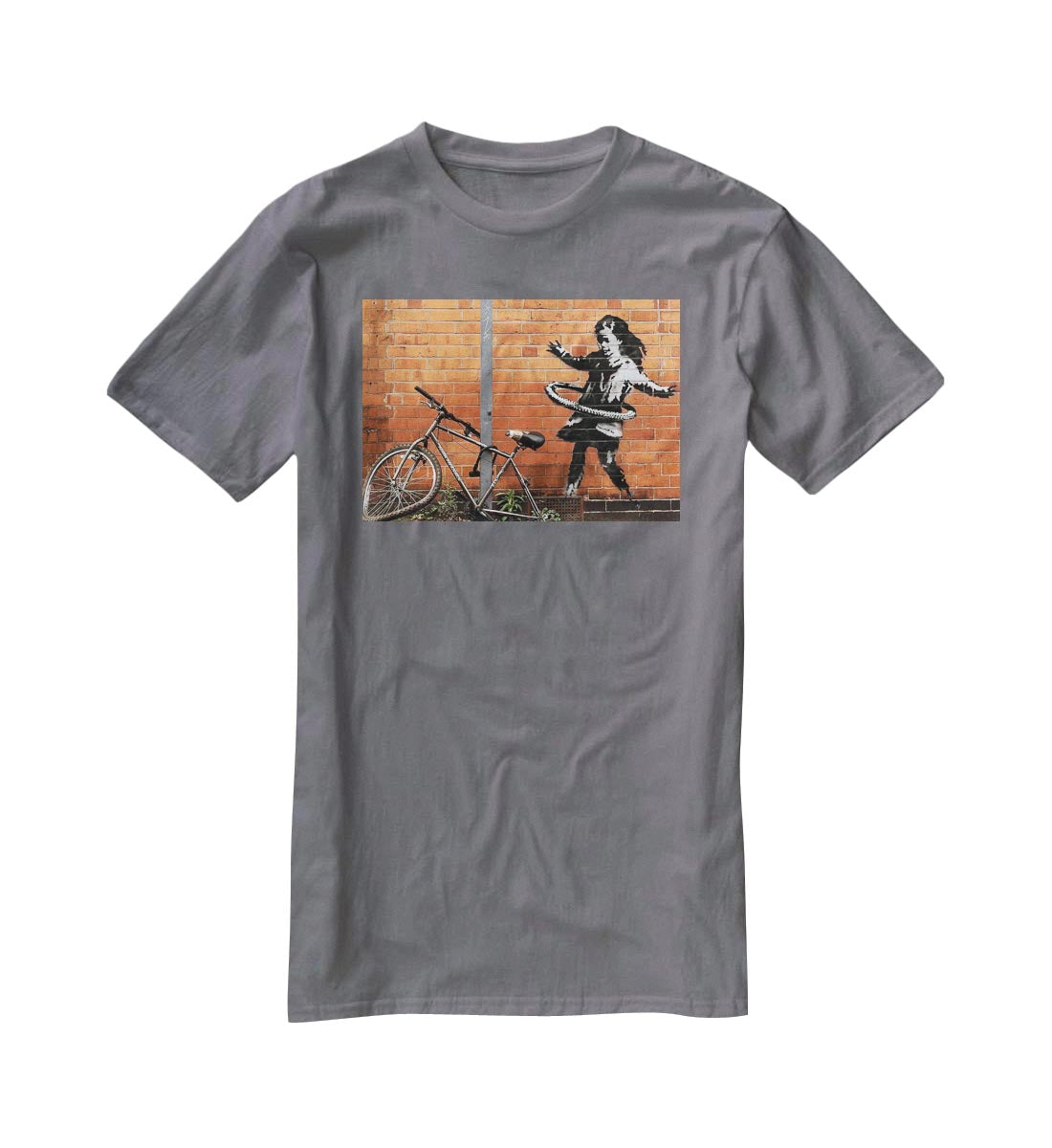banksy Hula Hoop Girl T-Shirt - Canvas Art Rocks - 3