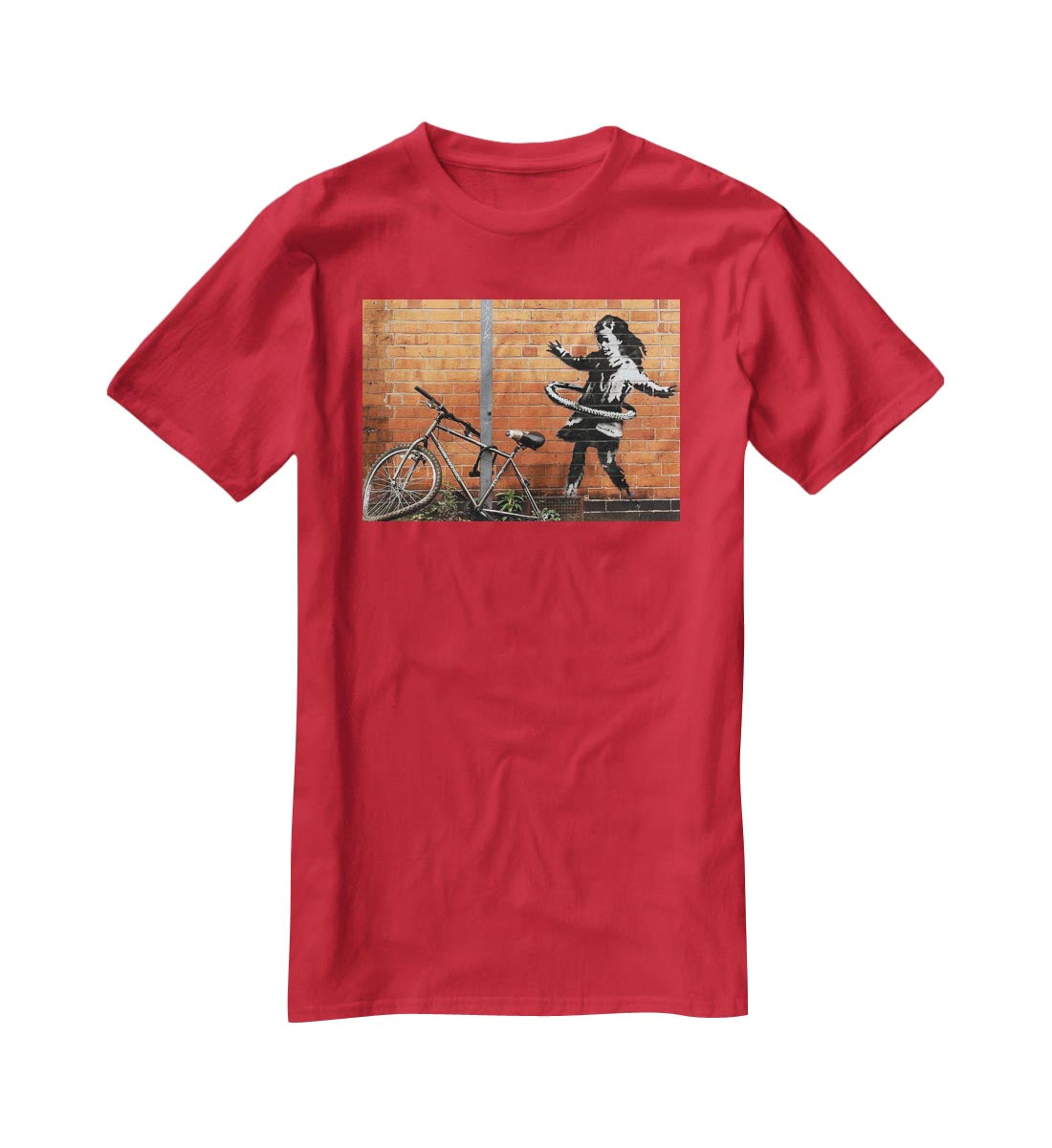 banksy Hula Hoop Girl T-Shirt - Canvas Art Rocks - 4