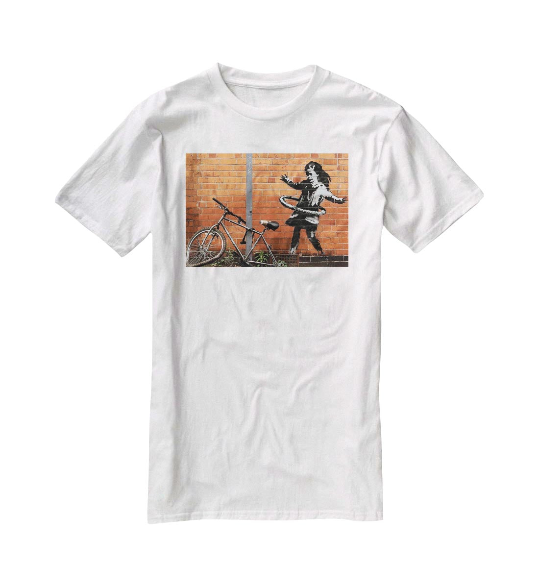 banksy Hula Hoop Girl T-Shirt - Canvas Art Rocks - 5