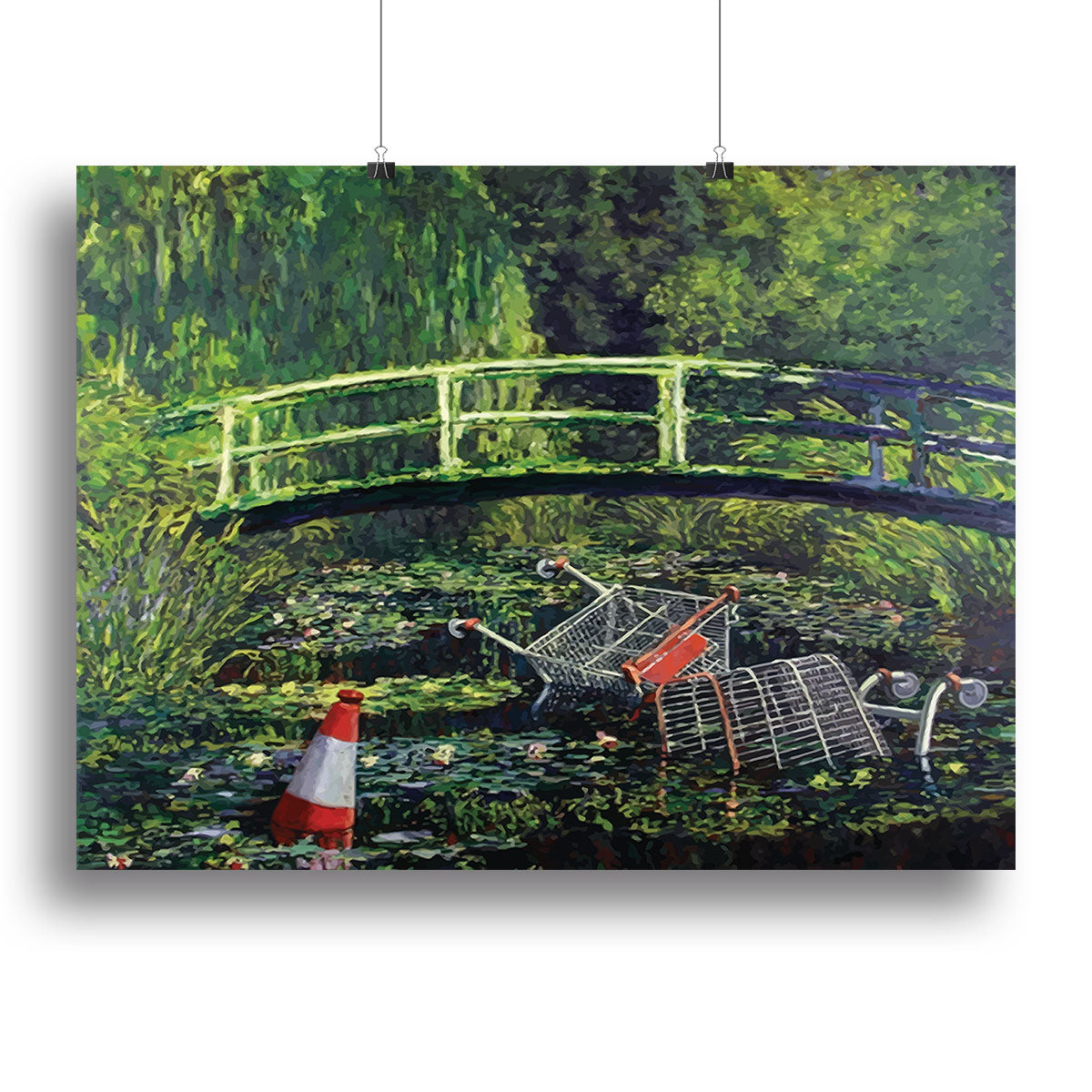 banksy Water Lilies Trash Canvas Print or Poster - Canvas Art Rocks - 2