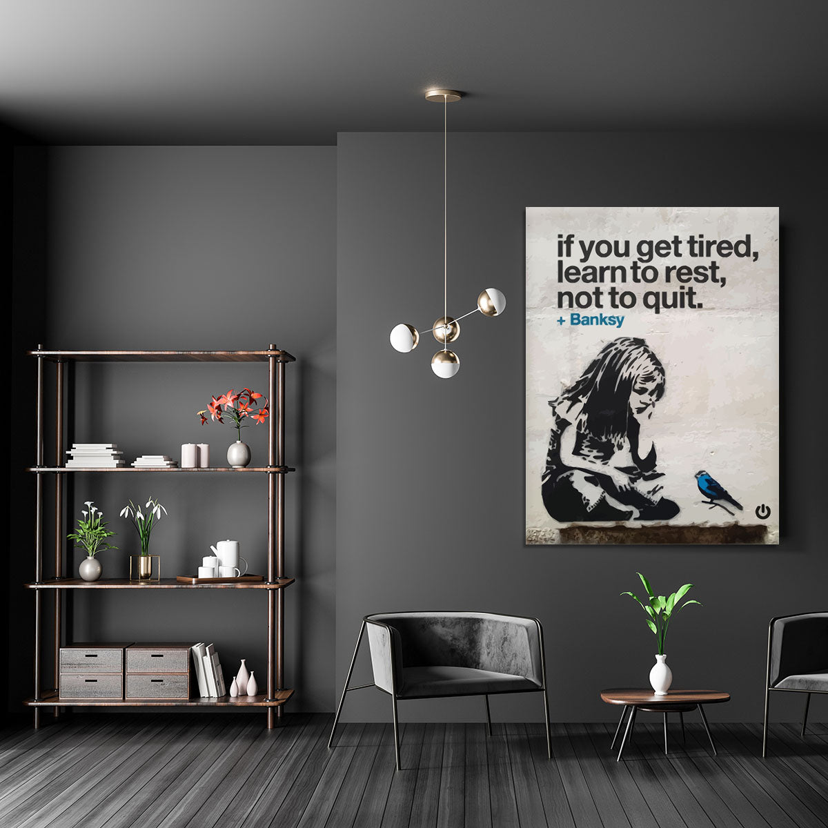 banksy if you get tired Canvas Print or Poster - Canvas Art Rocks - 5