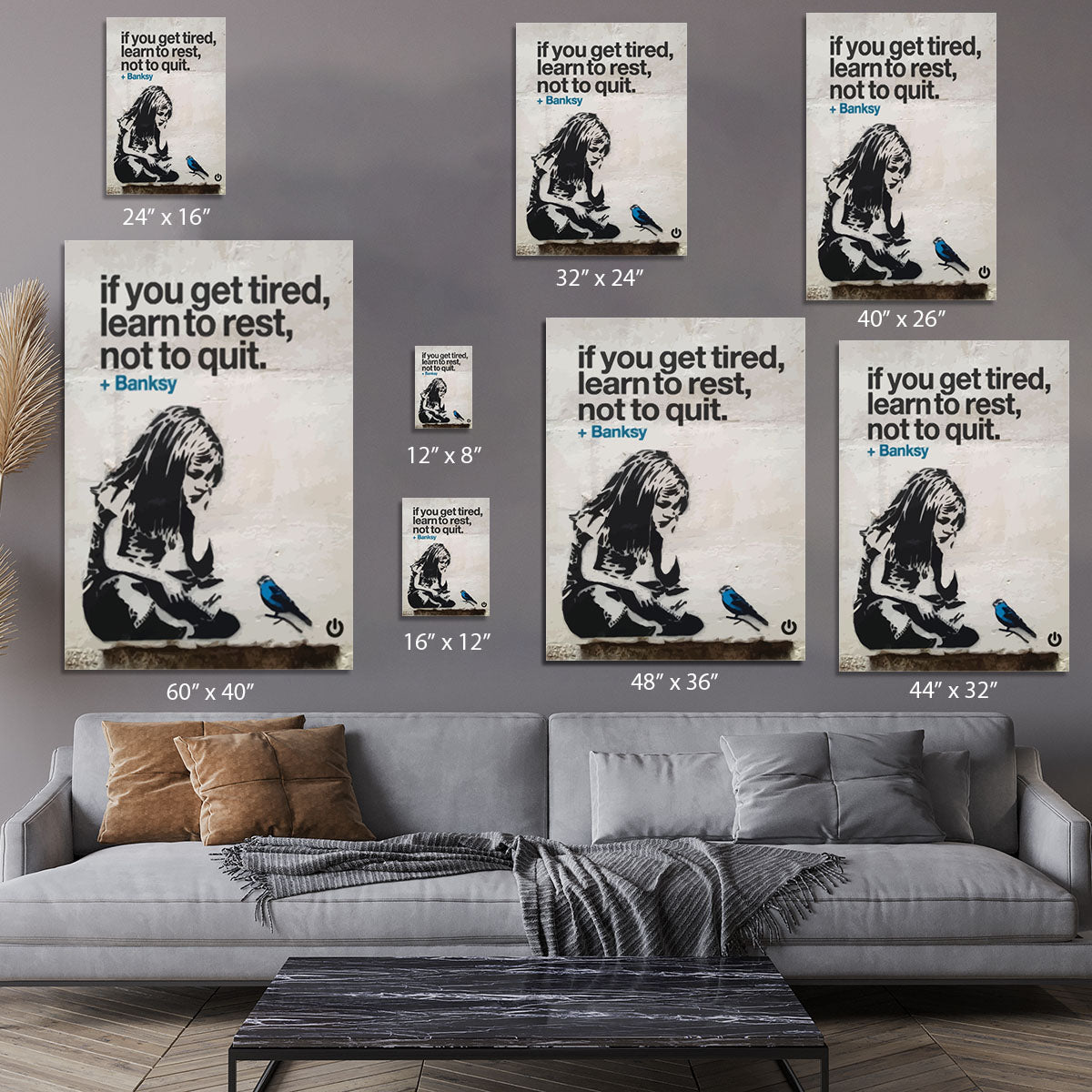 banksy if you get tired Canvas Print or Poster