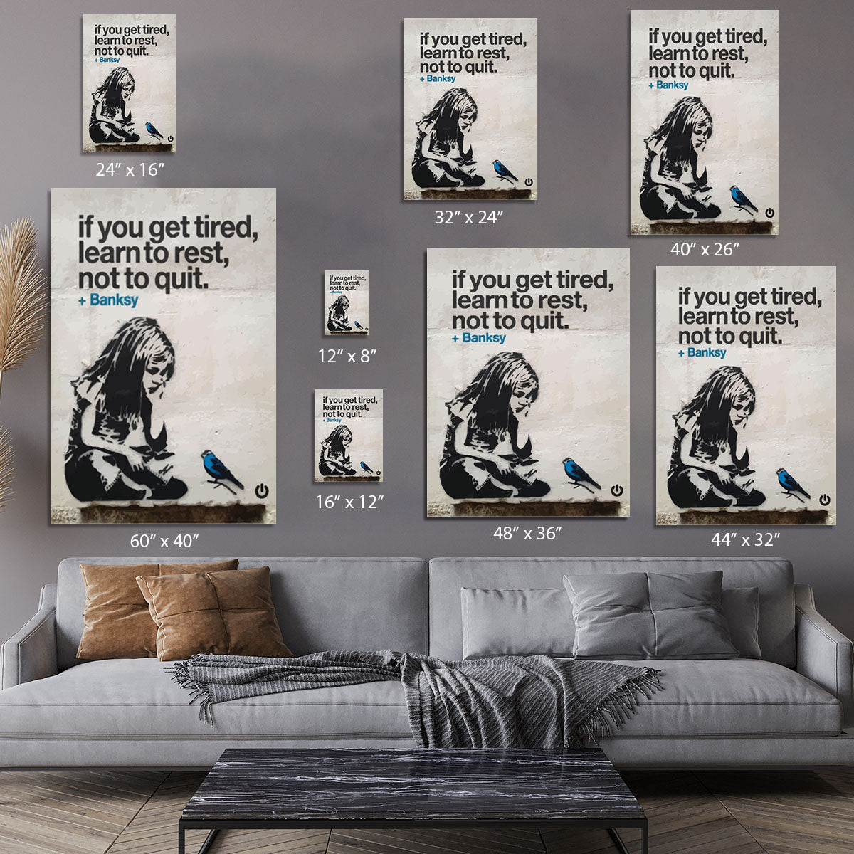 banksy if you get tired Canvas Print or Poster - Canvas Art Rocks - 7