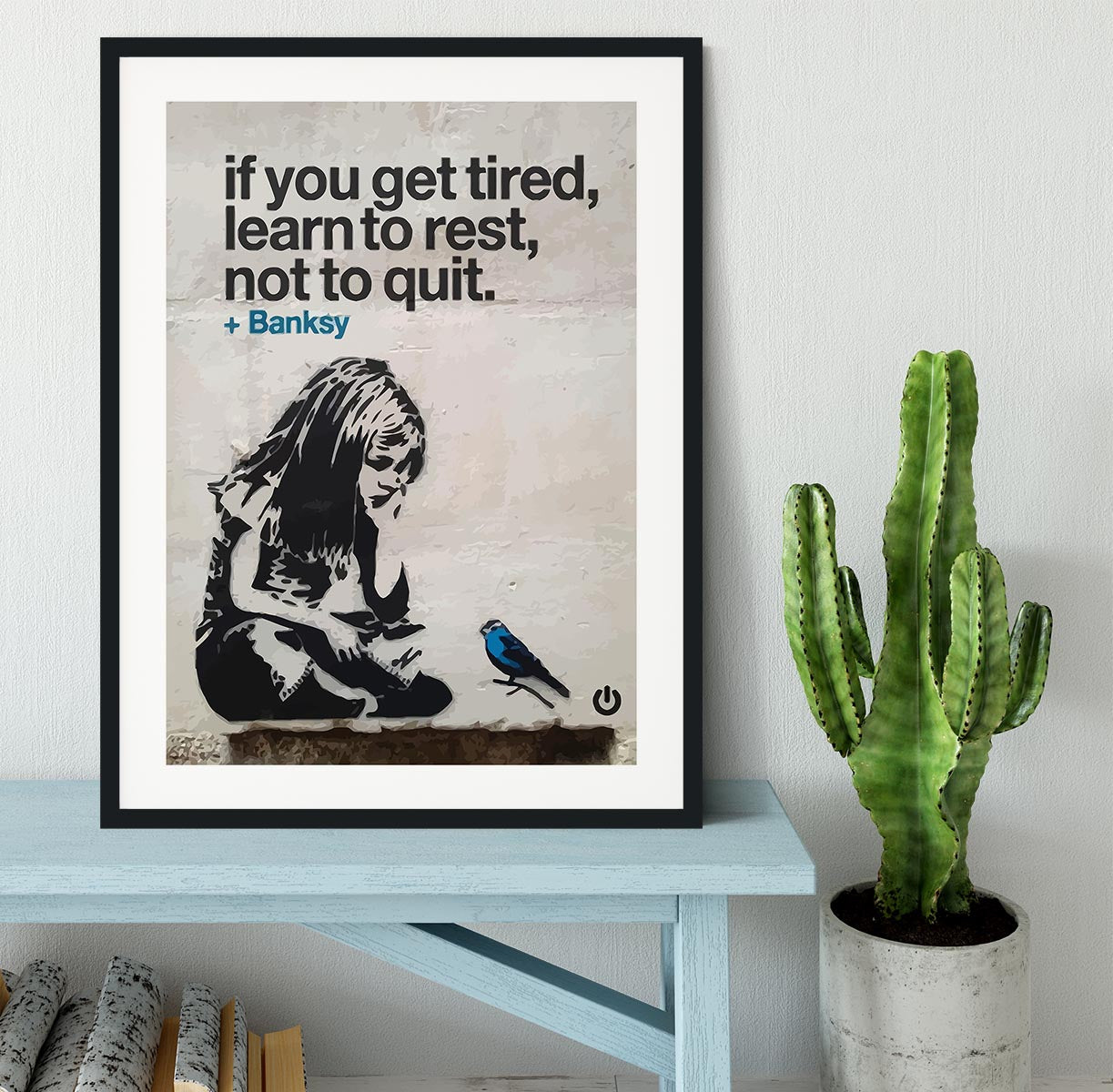 banksy if you get tired Framed Print - Canvas Art Rocks - 1