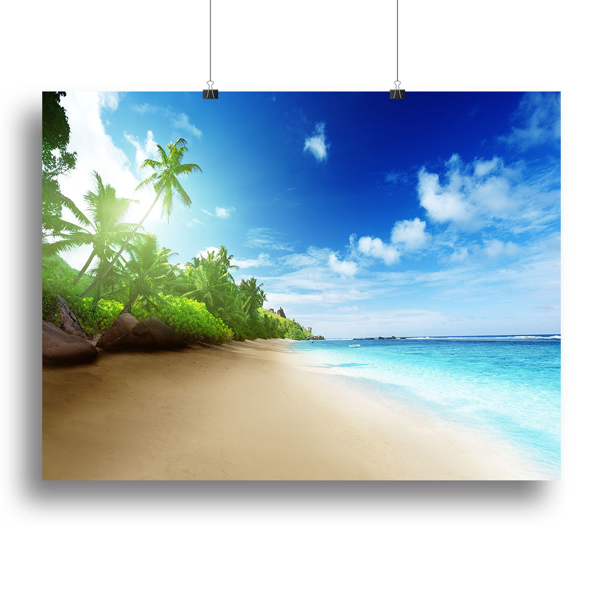 beach in sunset time on Mahe island Canvas Print or Poster - Canvas Art Rocks - 2