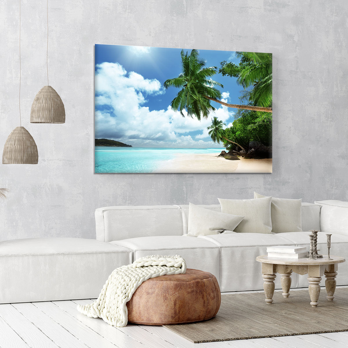 beach on Mahe island Canvas Print or Poster - Canvas Art Rocks - 6
