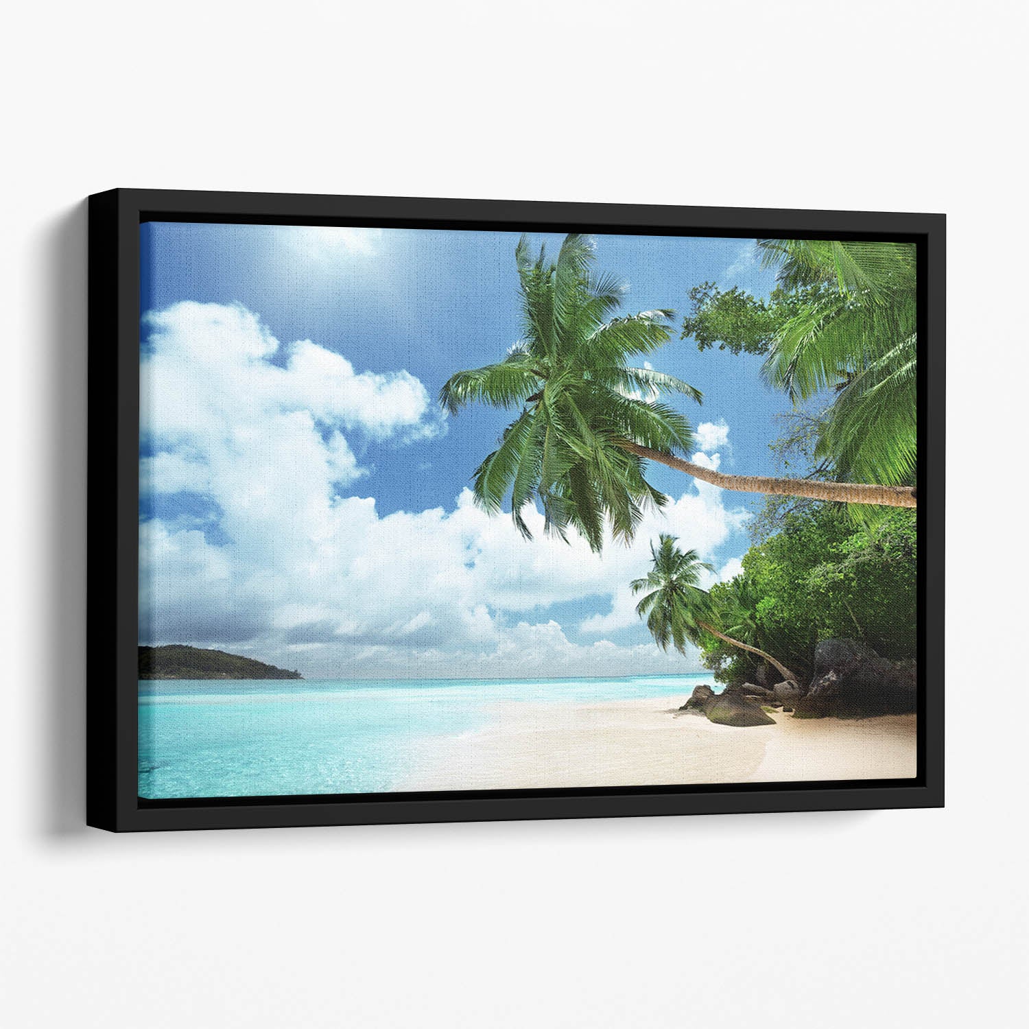 beach on Mahe island Floating Framed Canvas