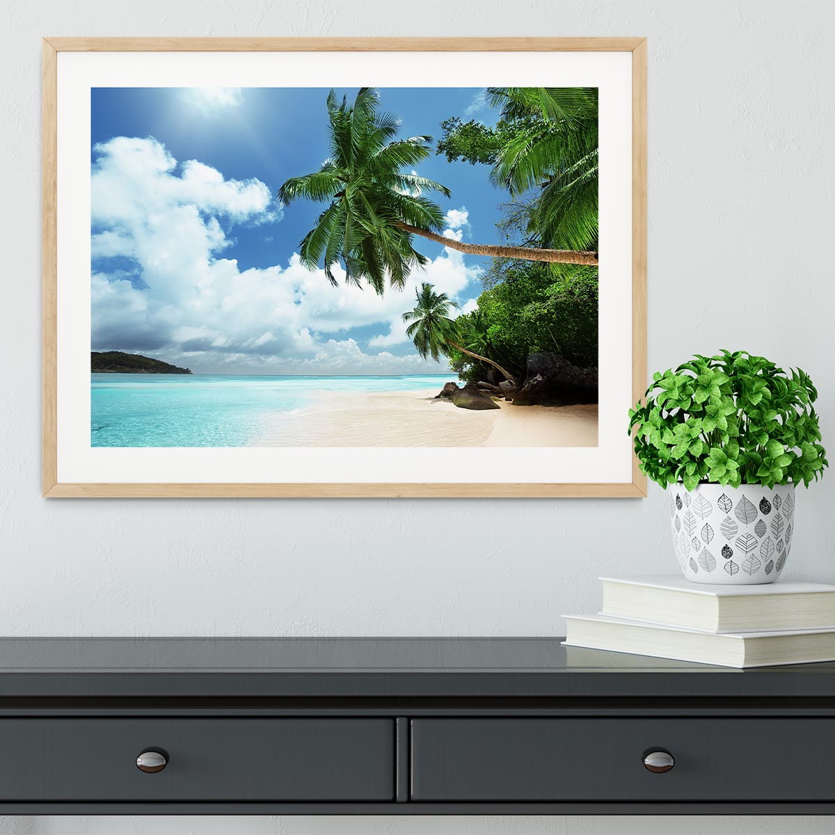 beach on Mahe island Framed Print - Canvas Art Rocks - 3