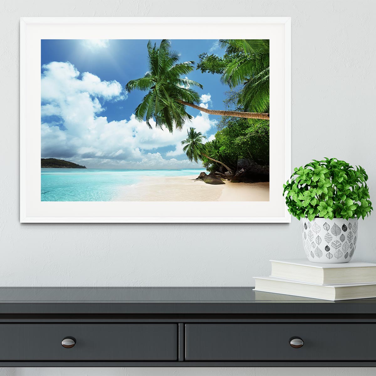 beach on Mahe island Framed Print - Canvas Art Rocks - 5