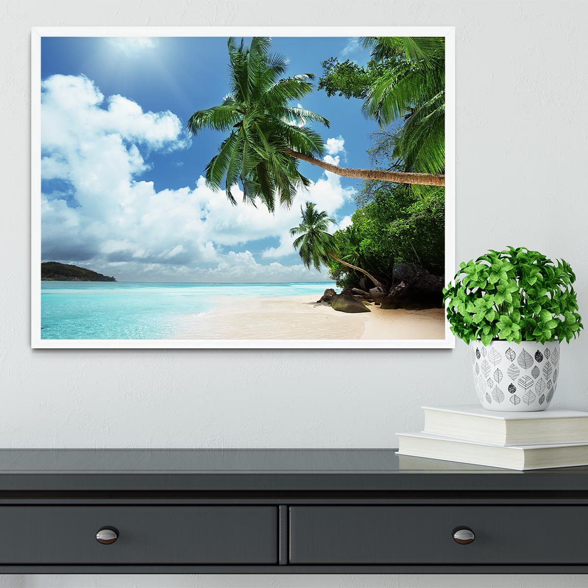 beach on Mahe island Framed Print - Canvas Art Rocks -6