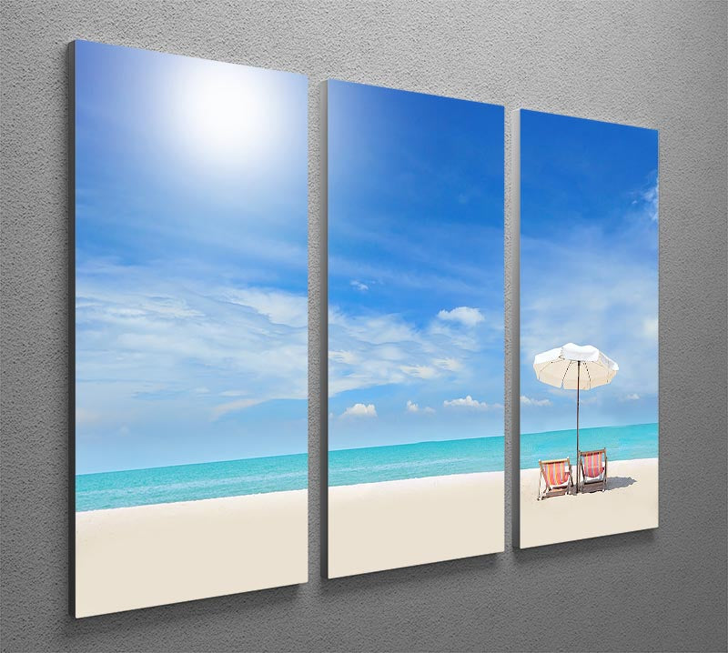 beach with cloudy blue sky 3 Split Panel Canvas Print - Canvas Art Rocks - 2