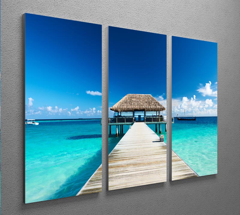 beach with jetty at Maldives 3 Split Panel Canvas Print - Canvas Art Rocks - 2