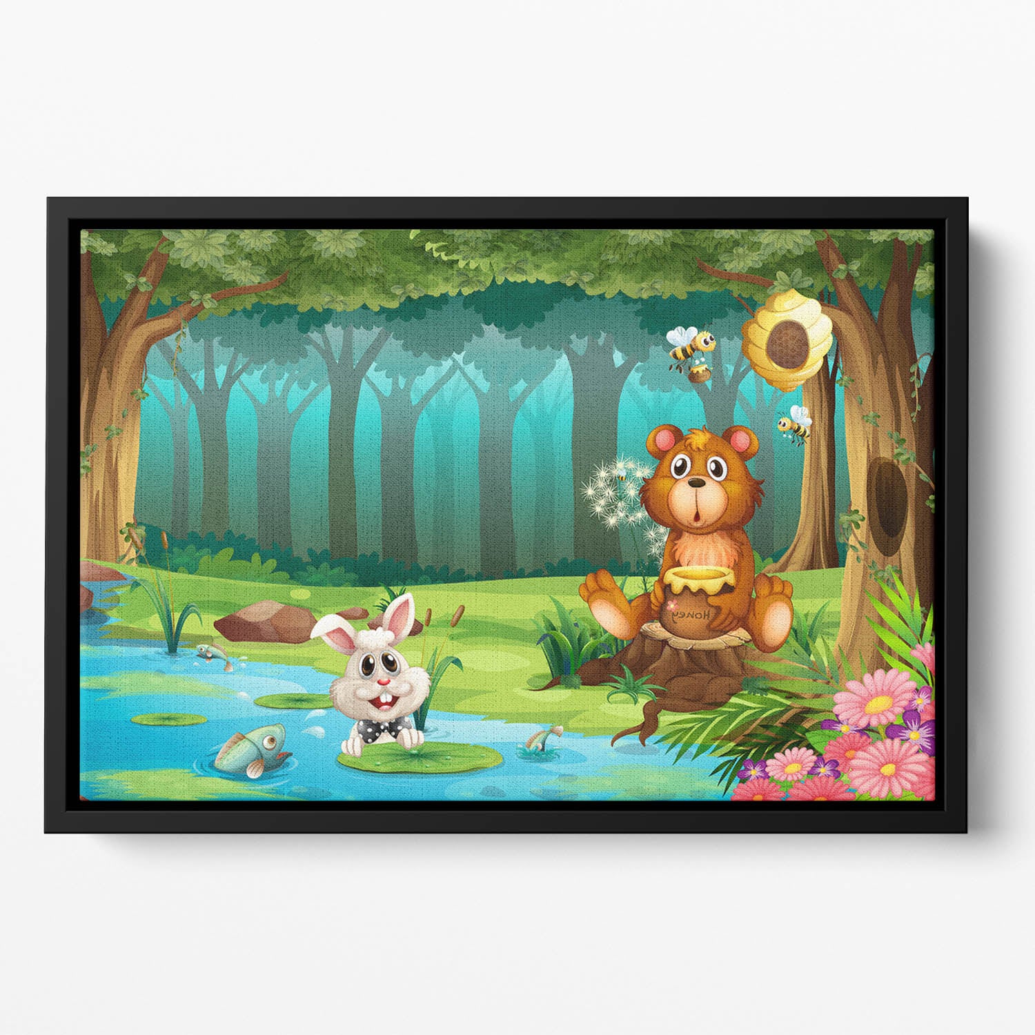 bear in a jungle Floating Framed Canvas